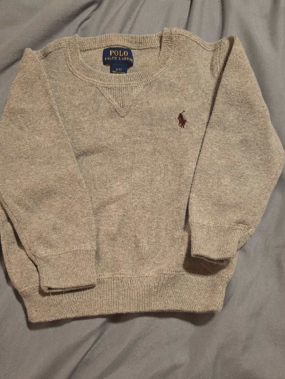 Polo by Ralph Lauren Men's Crewneck Sweater - Heather Gray with Brown Pony
